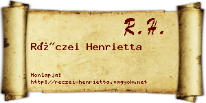 Réczei Henrietta névjegykártya