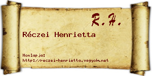 Réczei Henrietta névjegykártya